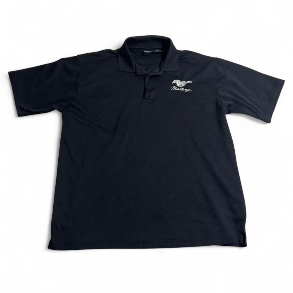 Ford Mustang Black Polo Shirt Size L Embroidered Logo